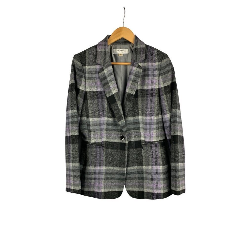 Tahari Arthur S. Levine Plaid Blazer Jacket Chic Professional Layering Piece